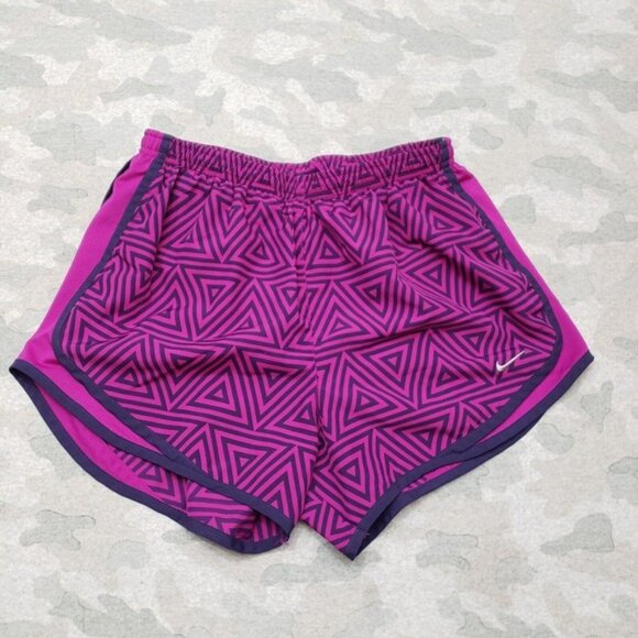 Nike Shorts‎ Womens Medium Purple Lined Dri-Fit Drawstring Geometric Running - Picture 1 of 7
